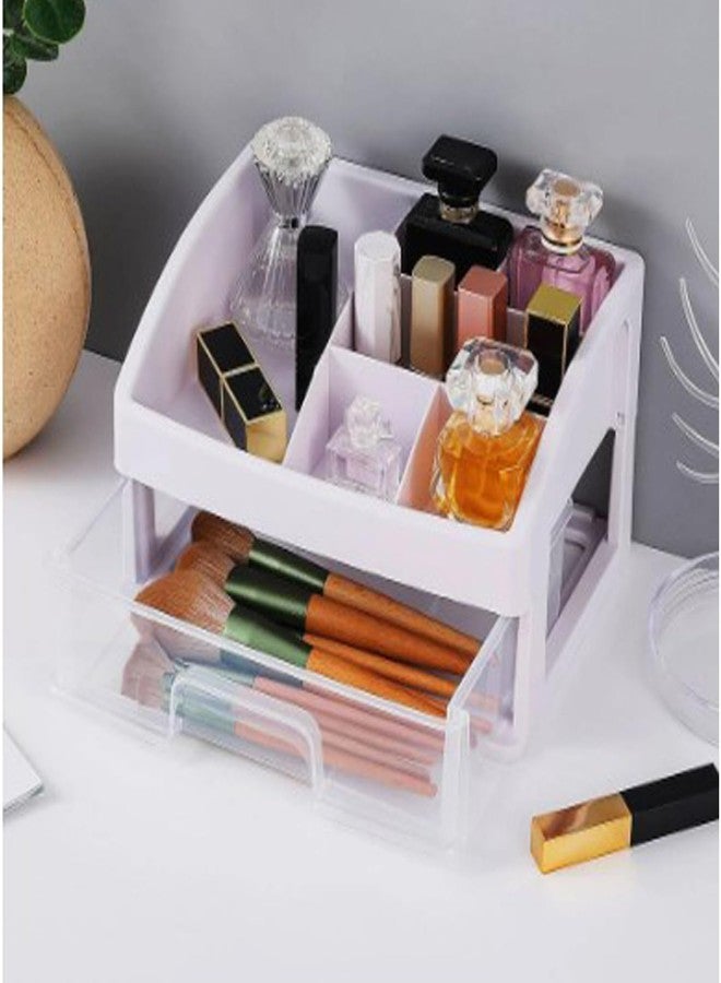 Homava Makeup Organiser Cosmetic Organisers Storage Box Drawers Plastic Cosmetic Organizer| Make Up Organiser For Women (1-Tier, White) - Image 1