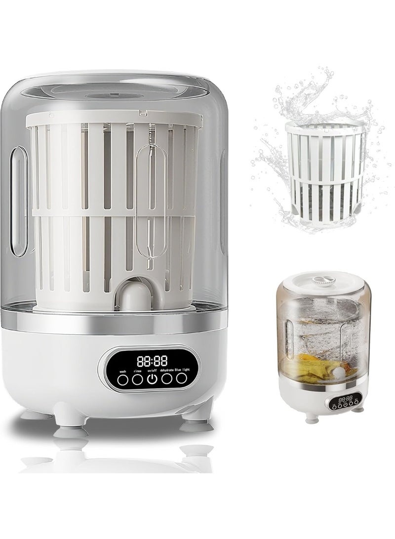 BlueFire 3-in-1 Portable Mini Washing Machine 3L | Cordless USB Rechargeable Laundry Washer with Spin Basket, 3 Modes (Wash, Rinse, Dehydrate) | Perfect for Apartment, Dorm, RV, Hotel, Small Clothes, Underwear & Socks (White) - Image 1