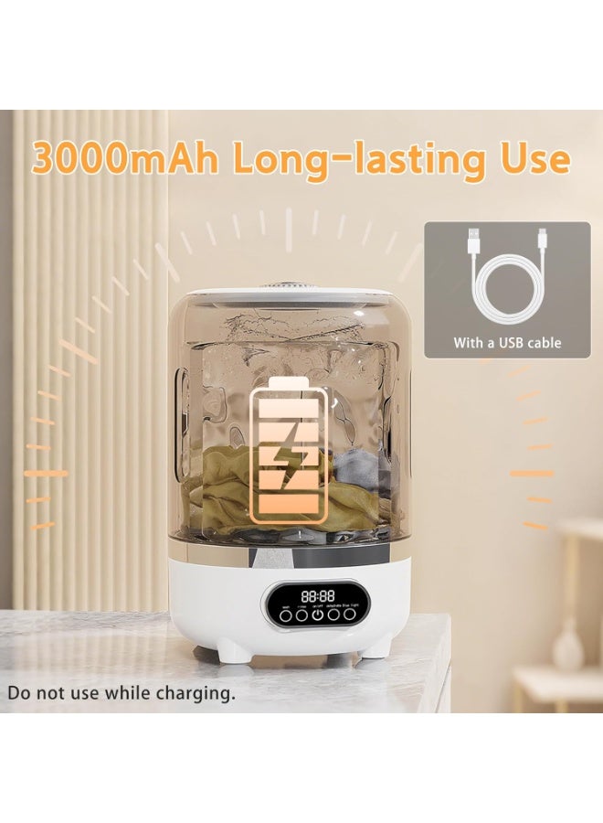 BlueFire 3-in-1 Portable Mini Washing Machine 3L | Cordless USB Rechargeable Laundry Washer with Spin Basket, 3 Modes (Wash, Rinse, Dehydrate) | Perfect for Apartment, Dorm, RV, Hotel, Small Clothes, Underwear & Socks (White) - Image 5