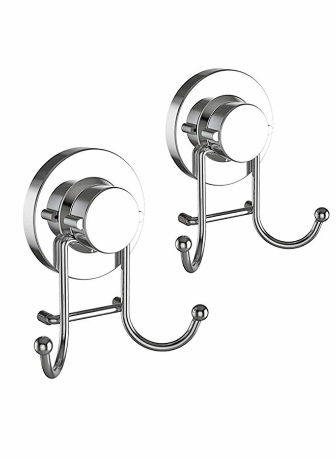 Double Hook Stainless Steel Suction Cup | Towel Hooks Heavy Duty | Rust Proof Kitchen and Bathroom Wall Hook | Vacuum Suction Hanger for Bath and Kitchen - Image 1