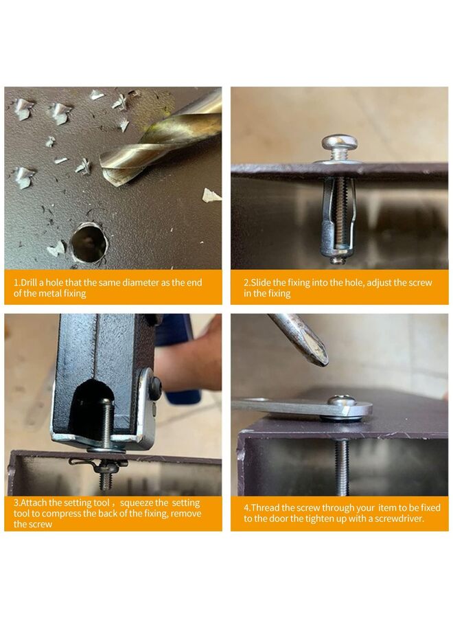 يُسلِّم 10 قطع من مثبتات الأبواب المجوفة المعدنية المجوفة، مناسبة للأبواب بسمك 0-5 مم، مثبتات جدارية مجوفة قصيرة جدًا، مناسبة لألواح التكسية الألومنيومية، والأنابيب الفولاذية، والصفائح الحديدية، والصفائح البلاستيكية المجوفة (المقاس: M4X20) - Image 2