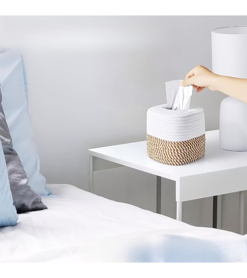 Minimalist Japanese Style Woven Tissue Box Handmade Square Holder For Nord Home Decor - Image 5