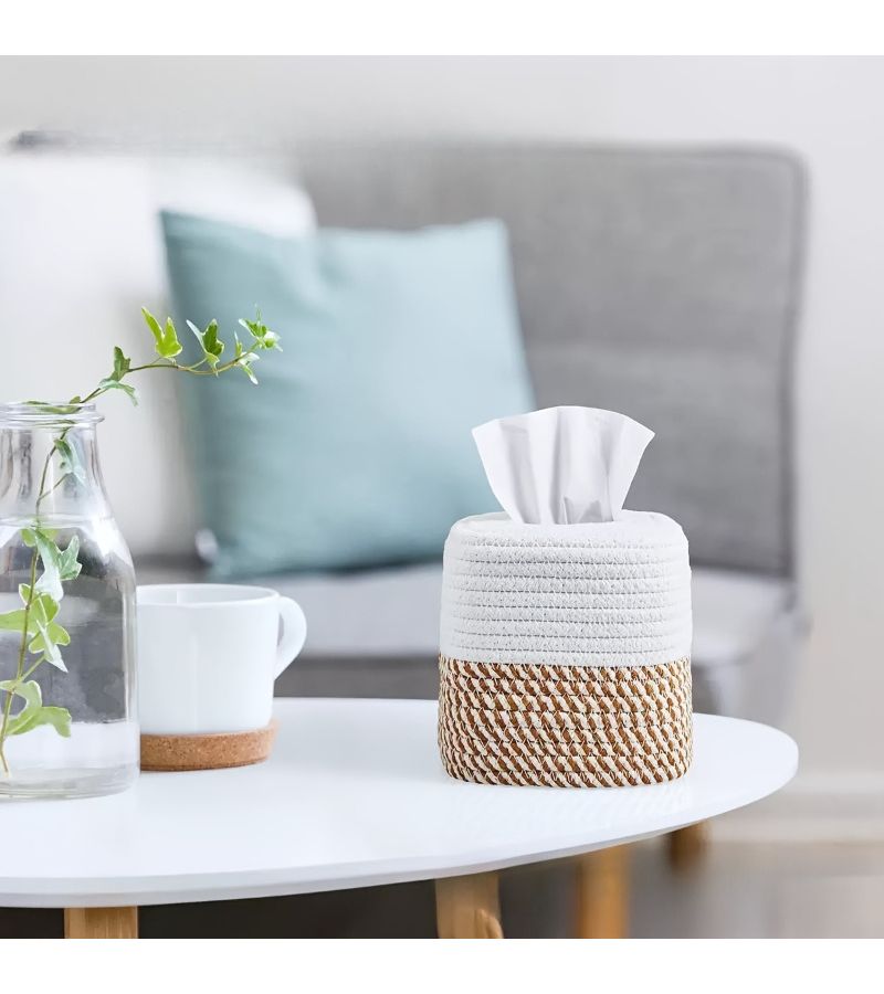 Minimalist Japanese Style Woven Tissue Box Handmade Square Holder For Nord Home Decor - Image 3
