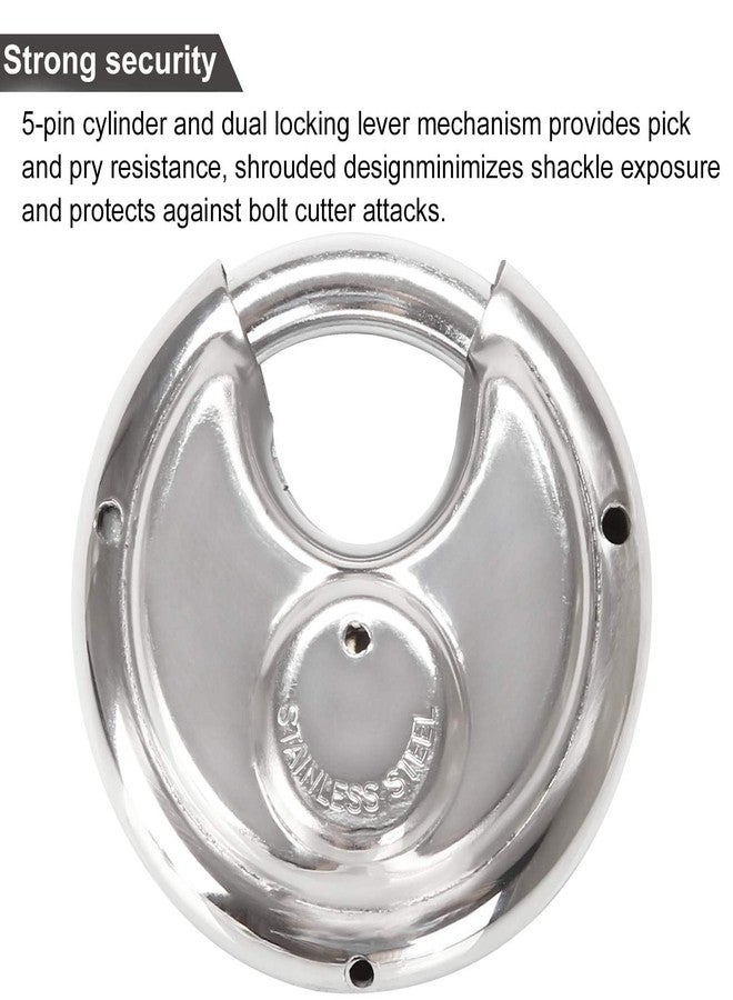 STARVAST 2 Pcs Discus Locks Stainless Steel Round Padlock Heavy Duty Rustproof Disc Padlock by STARVAST, 2-3/4 in. Wide (Keyed Different) - Image 5