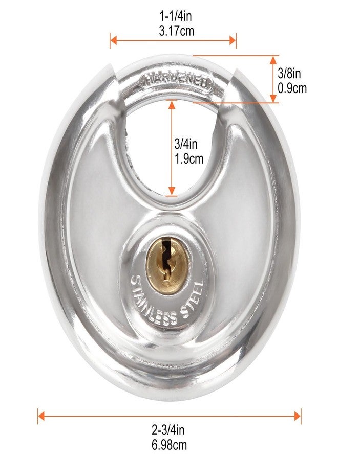 STARVAST 2 Pcs Discus Locks Stainless Steel Round Padlock Heavy Duty Rustproof Disc Padlock by STARVAST, 2-3/4 in. Wide (Keyed Different) - Image 2