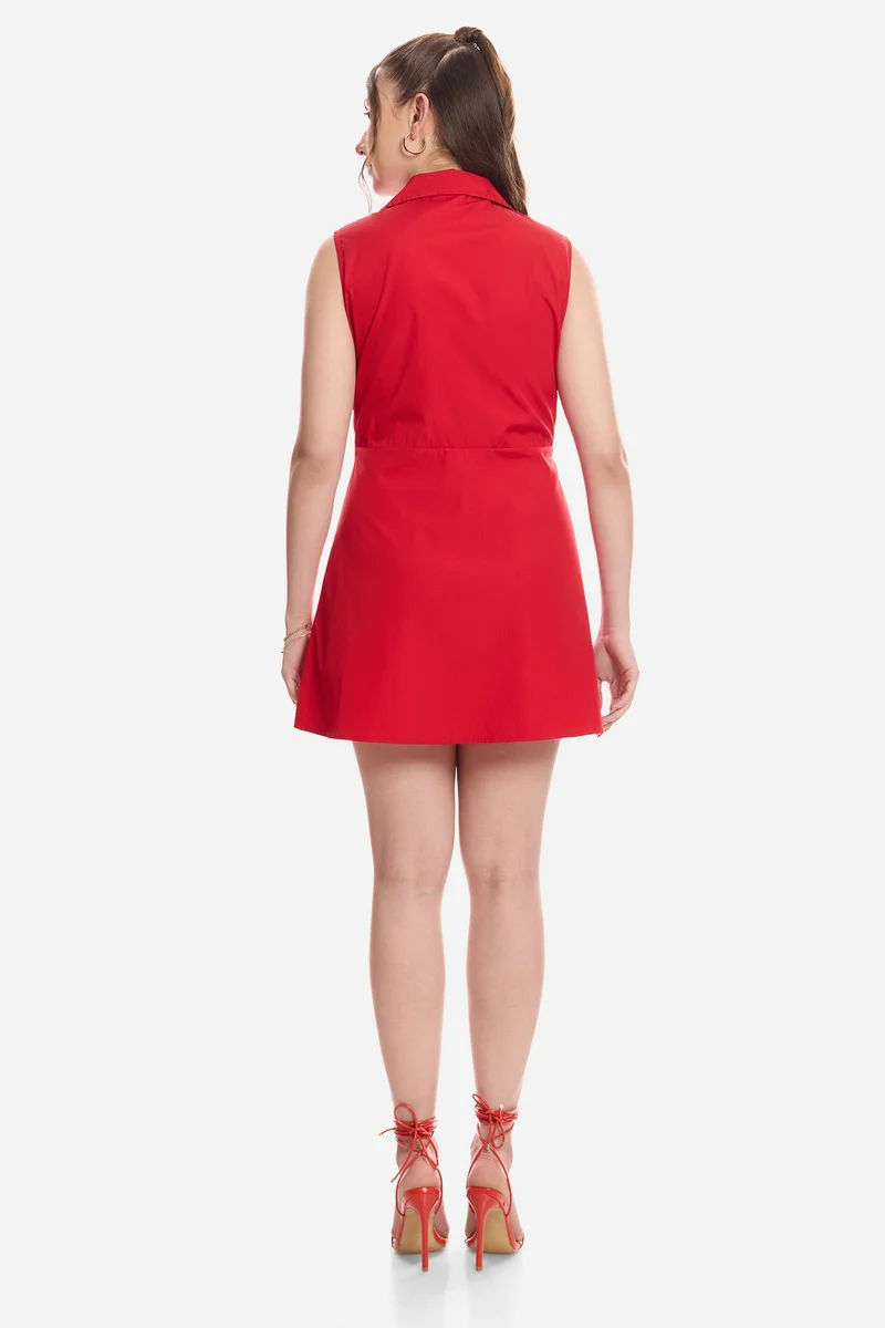 Virgio  Solid Cotton Mini Shirt Dress for Women for Women | Best Price UAE