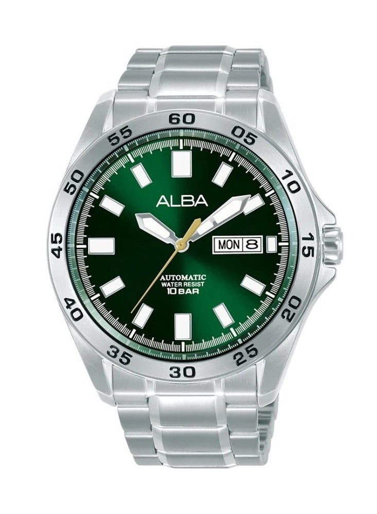 Alba Mechanical Automatic Men’s Watch AL4747X1, 43 mm Green Dial, Stainless Steel Case & Bracelet, 100 m WR - Image 1