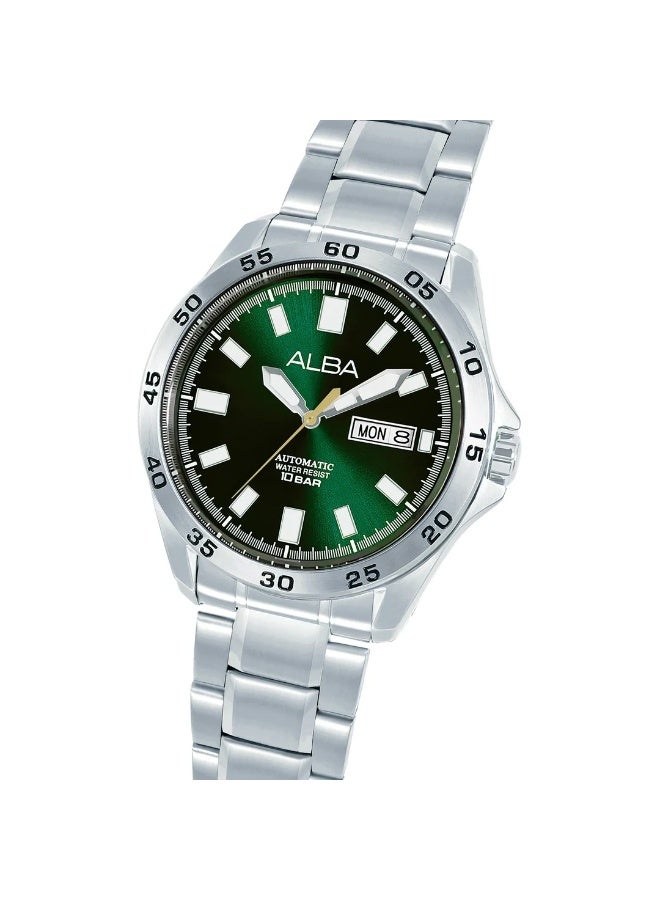 Alba Mechanical Automatic Men’s Watch AL4747X1, 43 mm Green Dial, Stainless Steel Case & Bracelet, 100 m WR - Image 2