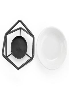 JUXYES JuxYes Euro Metal Oil Burner Wax Warmer, Delicate Romantic Ceramic Tealight Candle Holder Oil Burner, Fragrance Warmer Aromatherapy Wax Candle Tart Burner Warmer Diffuser for Home Bedroom Décor  - Image 3