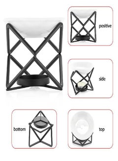 JUXYES JuxYes Euro Metal Oil Burner Wax Warmer, Delicate Romantic Ceramic Tealight Candle Holder Oil Burner, Fragrance Warmer Aromatherapy Wax Candle Tart Burner Warmer Diffuser for Home Bedroom Décor  - Image 2