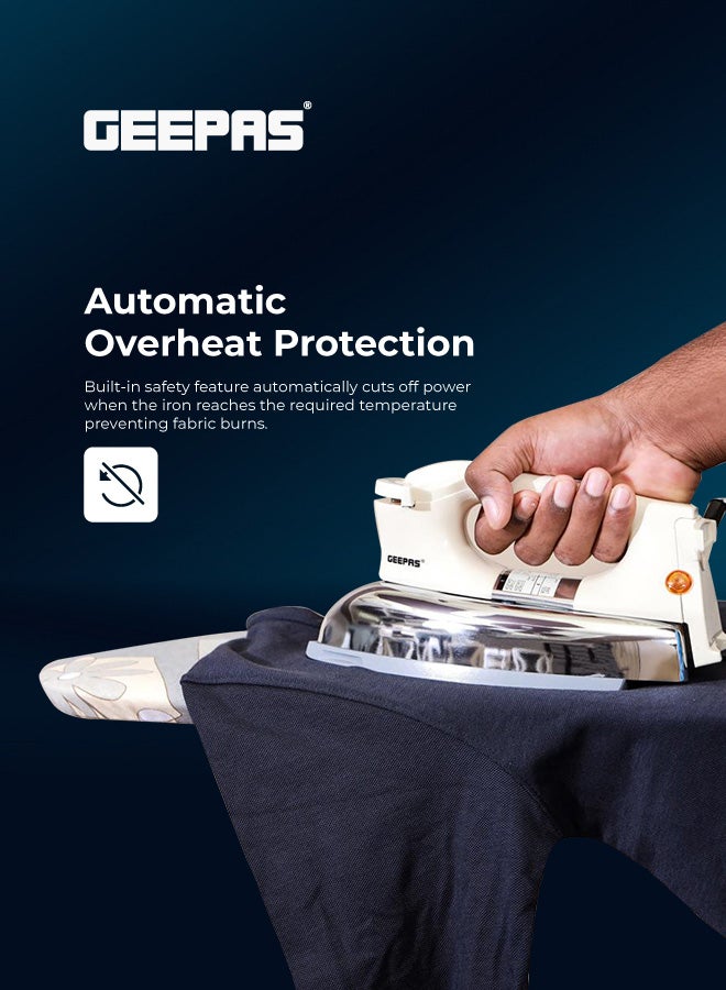 GEEPAS 1200W Heavyweight Automatic Dry Iron - Teflon Non-Stick Soleplate & Overheat Protection Pro Ironing Box for All Fabrics, 7-Year Warranty 1200 W GDI7752 Beige/Silver/Brown - Image 2