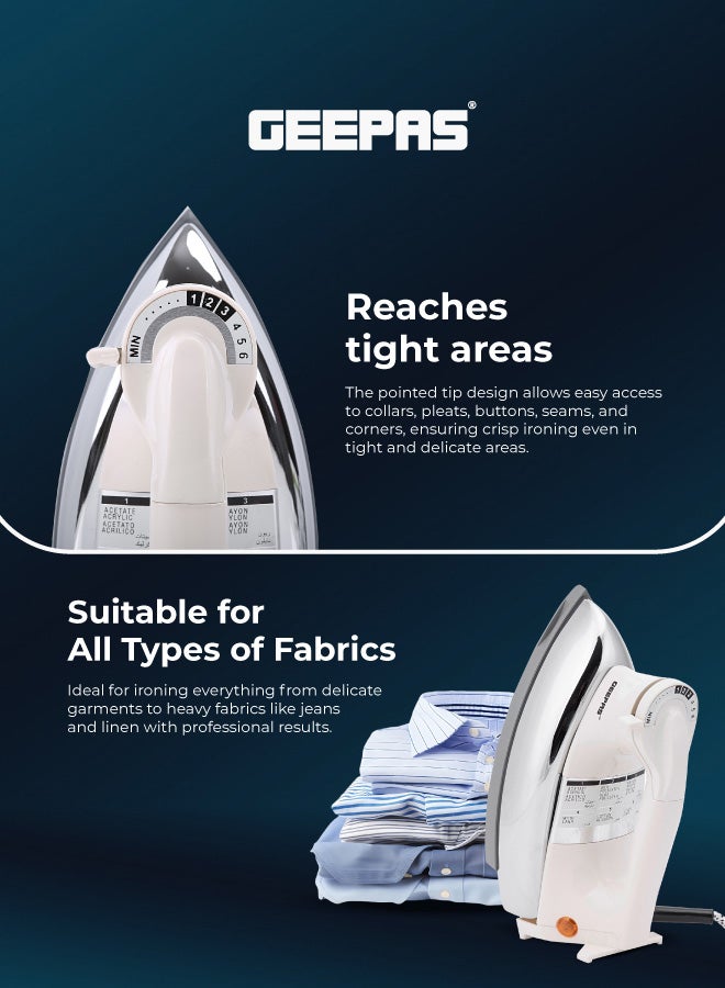 GEEPAS 1200W Heavyweight Automatic Dry Iron - Teflon Non-Stick Soleplate & Overheat Protection Pro Ironing Box for All Fabrics, 7-Year Warranty 1200 W GDI7752 Beige/Silver/Brown - Image 5