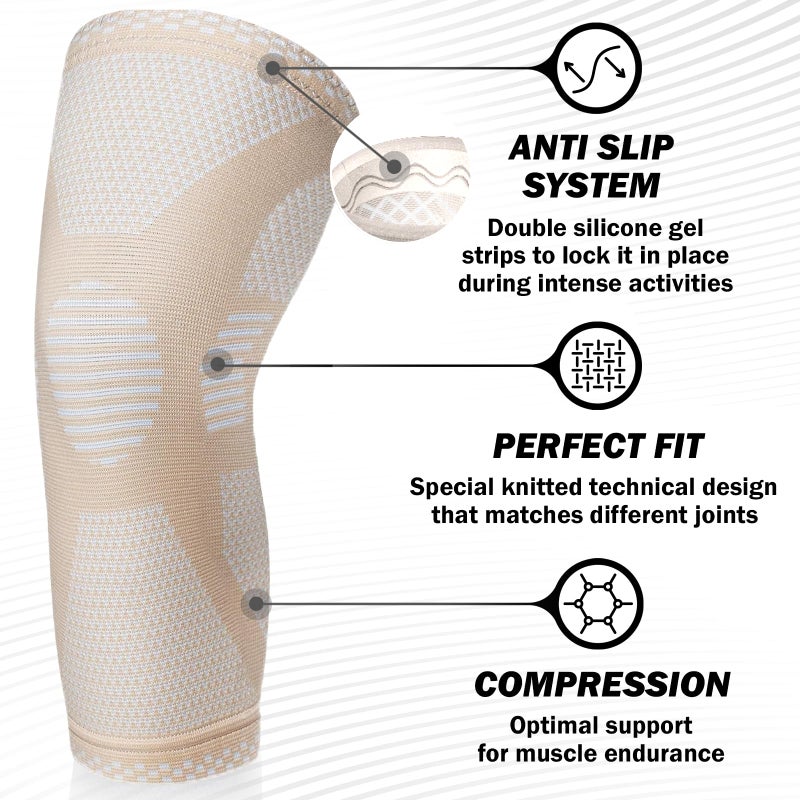 POWERLIX Knee Compression Sleeve (Pair) - Best Knee Brace for Knee Pain for Men & Women - Knee Support for Running  Basketball  Volleyball  Weightlifting  Gym  Workout  Sports - Image 2