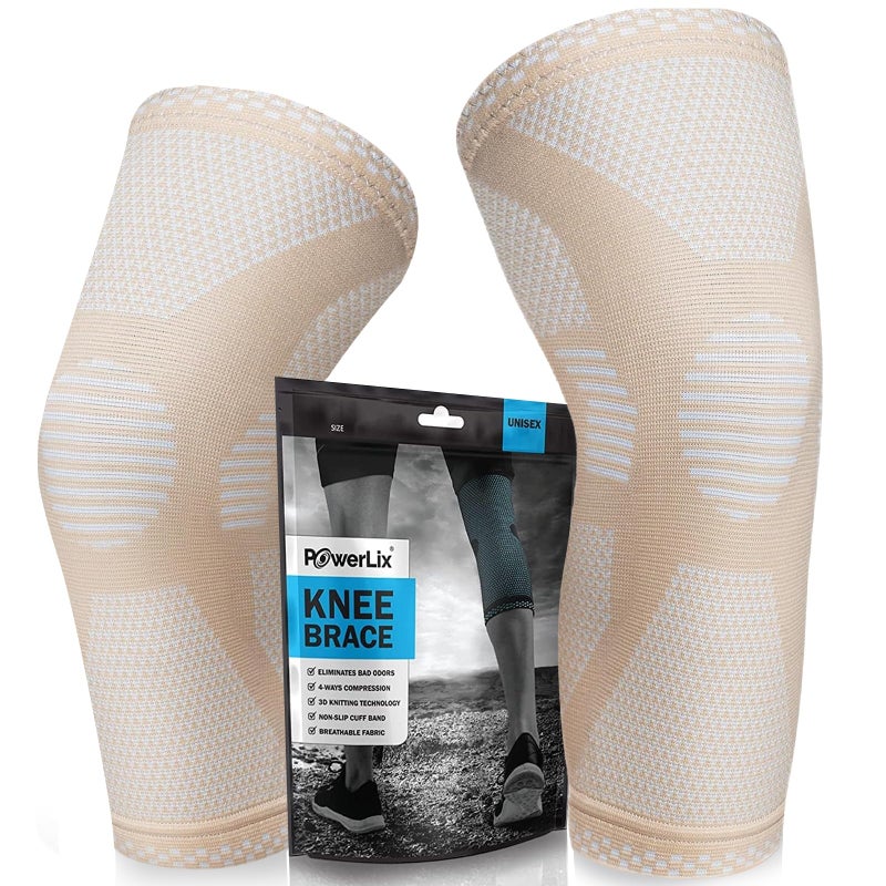 POWERLIX Knee Compression Sleeve (Pair) - Best Knee Brace for Knee Pain for Men & Women - Knee Support for Running  Basketball  Volleyball  Weightlifting  Gym  Workout  Sports - Image 1