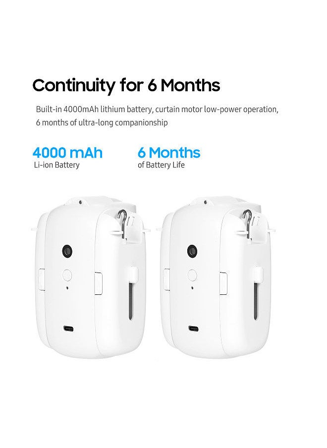 2Pcs Smart Electric Curtain Motor Curtains Rod Opener Voice Control Timer Control Light Sensor Automatic Curtain Switch Robot for I-rail U-rail