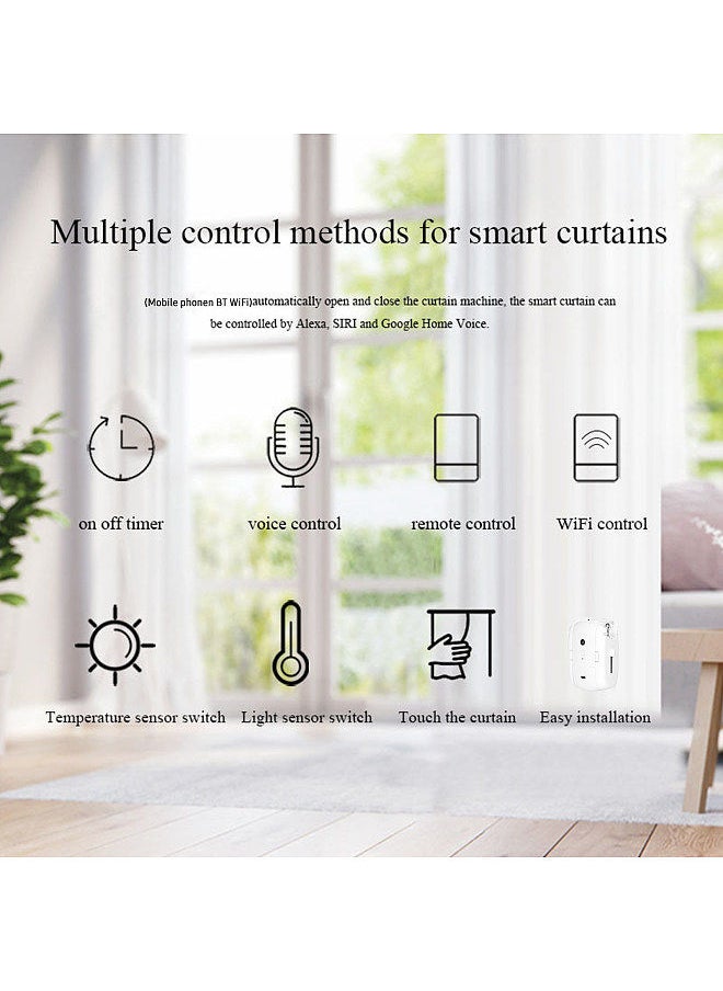 2Pcs Smart Electric Curtain Motor Curtains Rod Opener Voice Control Timer Control Light Sensor Automatic Curtain Switch Robot for I-rail U-rail