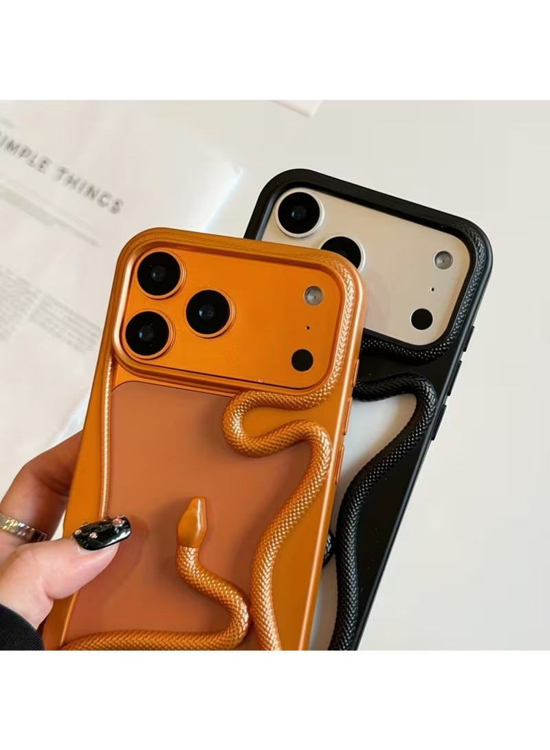 إكس ليفيل آيفون 17 برو ماكس غطاء الحالة ، غطاء مضاد حالة ثعبان إطار لينة TPU الكهربائية رقيقة رقيقة حماية تبديد الحرارة غطاء مقاوم للصدمات للنساء الفتيات الرجل - البرتقالي - Image 2