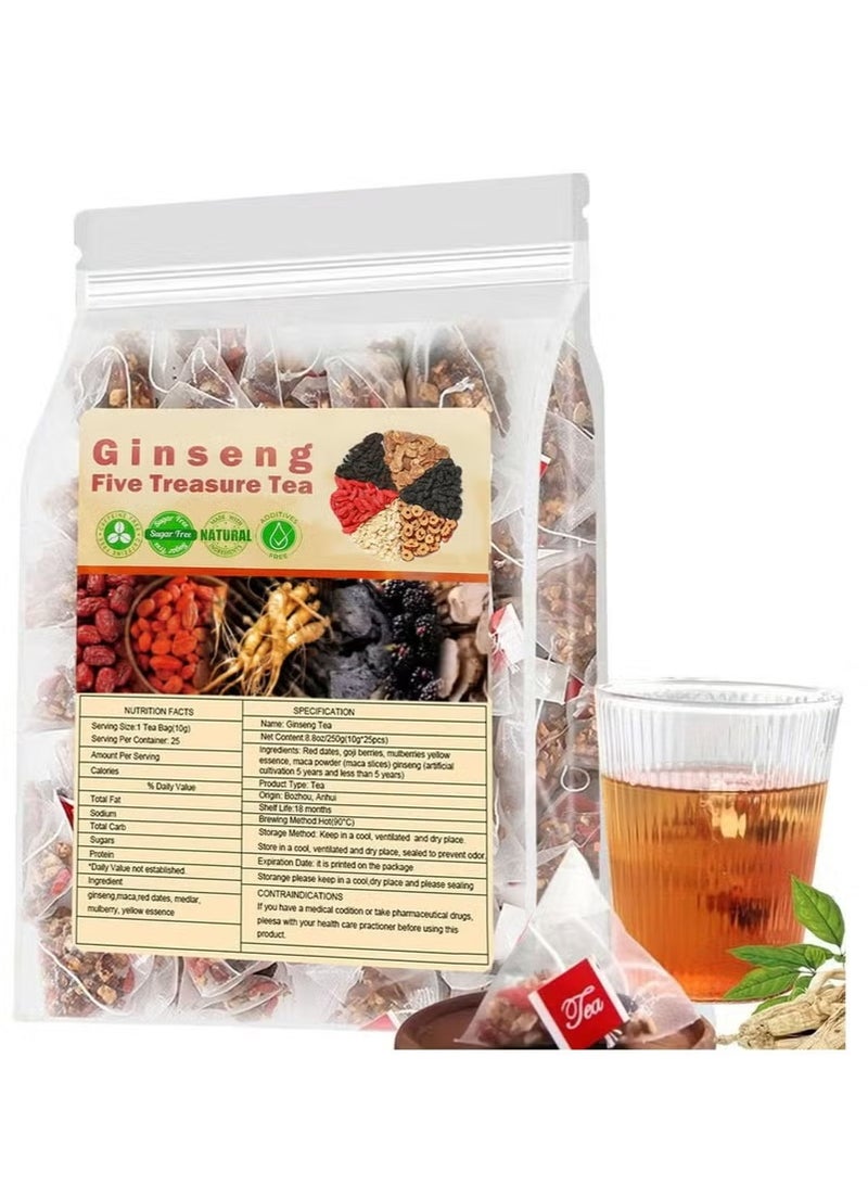 Wins Town Ginseng Five Treasure Tea，Natural Raw Materials Such as Red Dates, Wolfberries, Mulberries, Astragalus, Ginseng, etc.5g*20 - Image 1