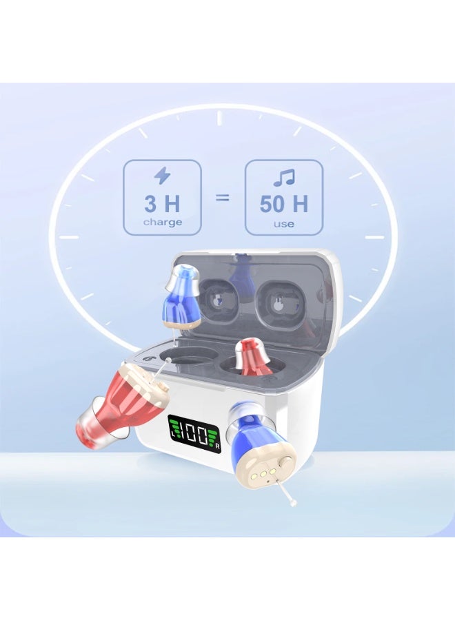 Mini Rechargeable Senior Digital Sound Amplifier with Noise Reduction Portable Charging Case (Pair) - Image 3