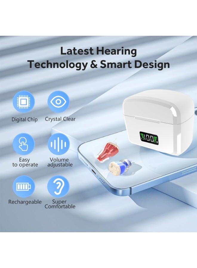 Mini Rechargeable Senior Digital Sound Amplifier with Noise Reduction Portable Charging Case (Pair) - Image 2