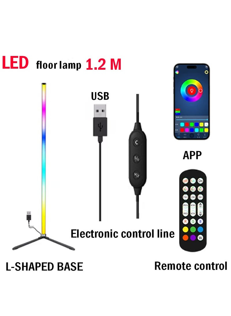 مصباح أرضي ذكي بتقنية RGB للزوايا، مع تحكم عبر التطبيق والريموت، إضاءة LED عصرية للمزاج، مثالي لغرف الألعاب والمعيشة - Image 2