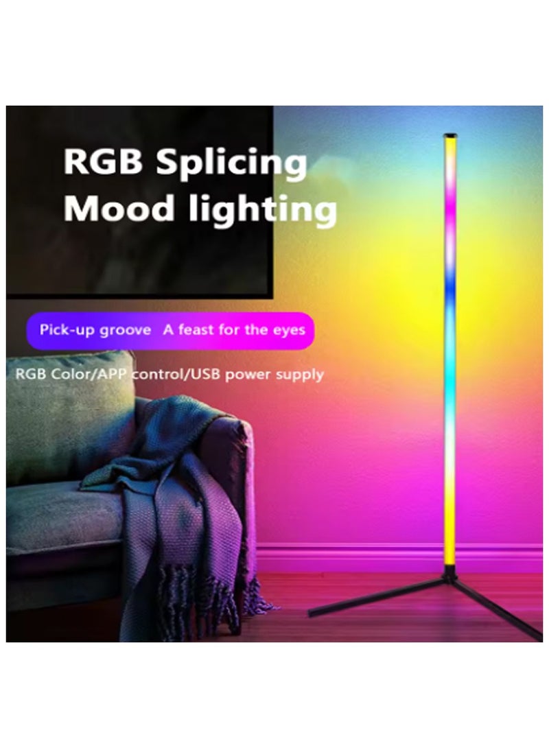 مصباح أرضي ذكي بتقنية RGB للزوايا، مع تحكم عبر التطبيق والريموت، إضاءة LED عصرية للمزاج، مثالي لغرف الألعاب والمعيشة - Image 1
