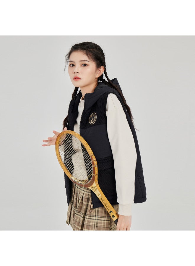 ERKE Chang'e Flying To The Moon】women's Cotton Vest Jacket, Sporty Short Outerwear, Casual Versatile Hooded Vest Coat - Image 3