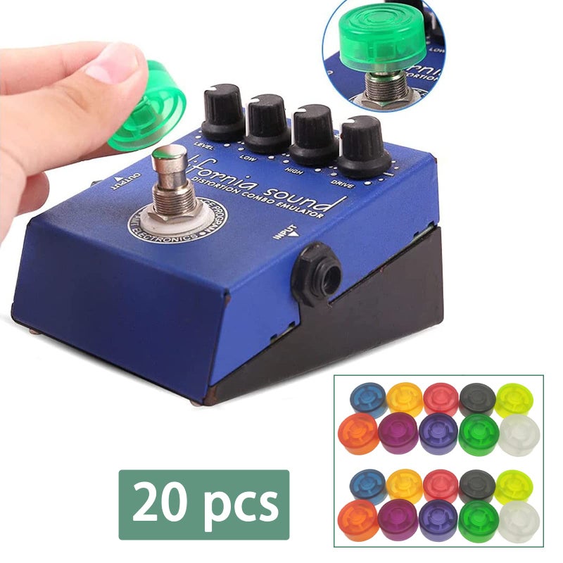 Cheerock Guitar Effect Footswitch Topper, 20Pcs Guitar Pedals Footswich Protection Caps, Multi-colored Guitar Pedal Footswitch Topper Cover for Common Pedal Switches - Image 4