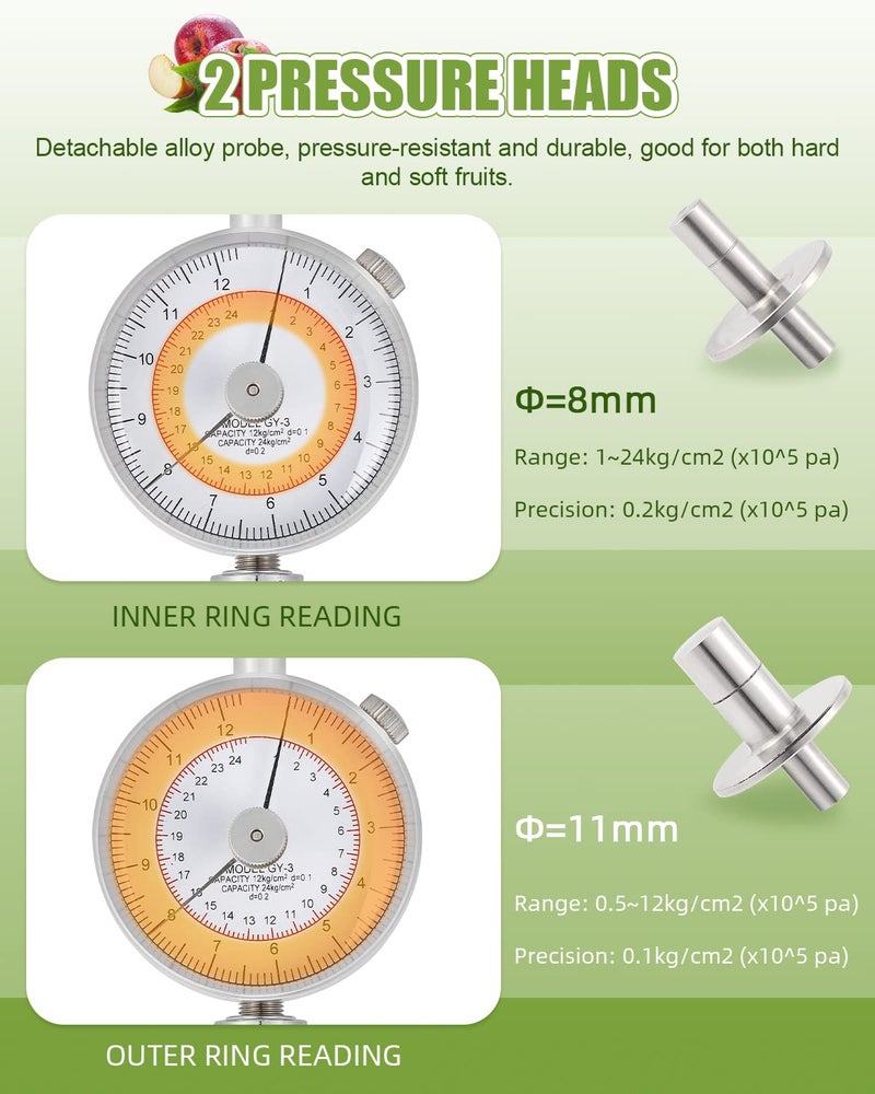 NEWTRY GY-3 Fruit Firmness Penetrometer Sclerometer Fruit Hardness Tester for Determining The Maturity Level of Fruit (GY-3) - Image 3