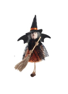 Generic 1 x 5 pcs Halloween Witch Broom Hanging Decor Orange broom gauze dress witch 