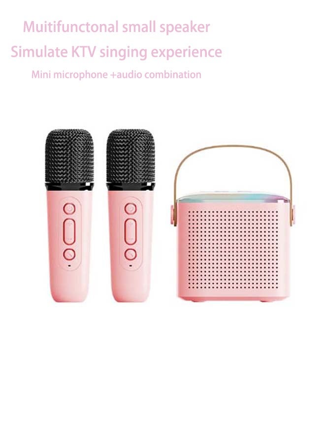 Kids Mini Portable Bluetooth Karaoke Speaker with 2 Wireless Microphones for Home Enjoyment Party  - Image 1