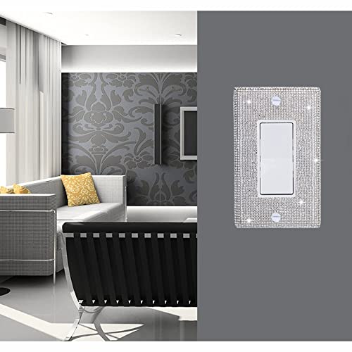 Gaocai Shiny Silver Rhinestones Wall Plates Light Switch Decorative Cover Plate Single Toggle For Kitchen Bathroom Rhinestones Outlet Covers Wall Plate - Image 4