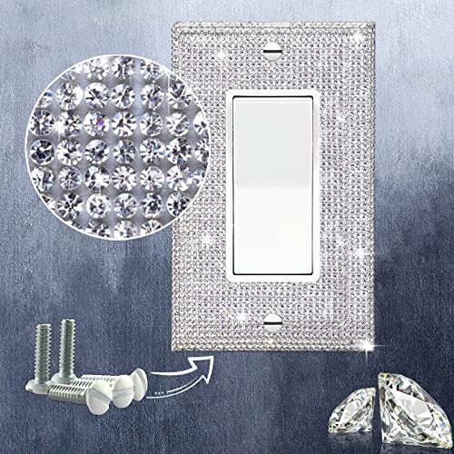 Gaocai Shiny Silver Rhinestones Wall Plates Light Switch Decorative Cover Plate Single Toggle For Kitchen Bathroom Rhinestones Outlet Covers Wall Plate - Image 3