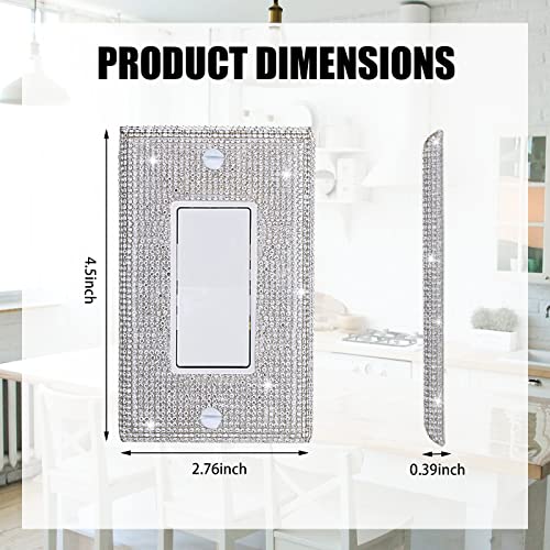 Gaocai Shiny Silver Rhinestones Wall Plates Light Switch Decorative Cover Plate Single Toggle For Kitchen Bathroom Rhinestones Outlet Covers Wall Plate - Image 2