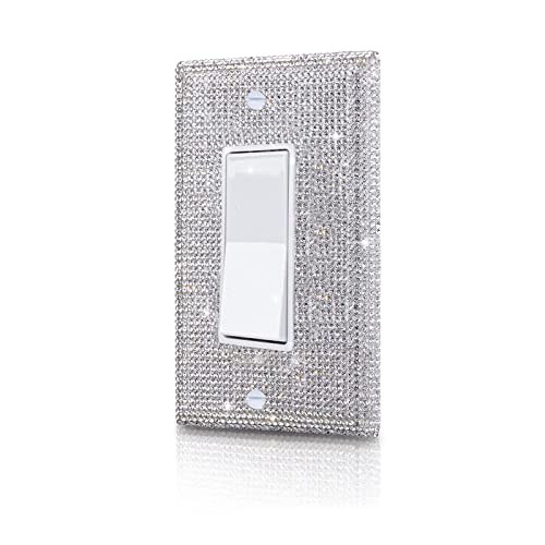 Gaocai Shiny Silver Rhinestones Wall Plates Light Switch Decorative Cover Plate Single Toggle For Kitchen Bathroom Rhinestones Outlet Covers Wall Plate - Image 1