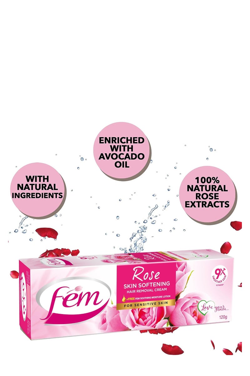 fem Two pieces of Rose Skin  Softeing Hair Removal Cream For Sensitive Skin 120g - Image 5