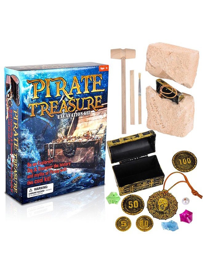 ArtCreativity Pirate Treasure Dig Kit for Kids Gem Excavation Set with Digging Tools Interactive Excavating Toys Great Birthday Gift Idea/ Contest Prize for Boys and Girls - Image 1