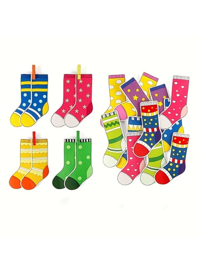 20 Clips 16 Pairs Socks Matching Game Educational Preschool Kindergarten Toy - Image 5