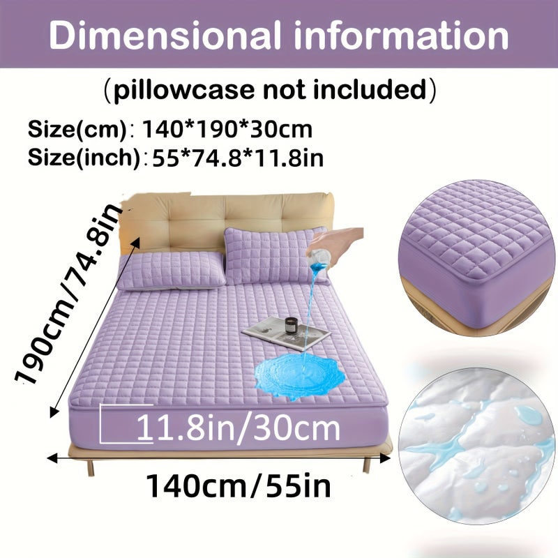 1pc Quilted Mattress Protector (Without Pillow And Core), Soft Comfortable Solid Color Bedding Mattress Cover, Fitted Sheet Mattress Protector for Bedroom, Guest Room, with Deep Pocket, Fitted Sheet 90*200cm 160 * 200cm, And Other Multiple Sizes - Image 1