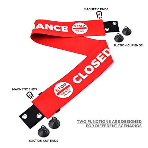 Fiivas Closed for Maintenance Sign with Magnetic Ends, Additional Suction Cup Ends, Nylon Bathroom & Restroom Closed for Maintenance Door Barricade Sign 2 Pack - Image 2