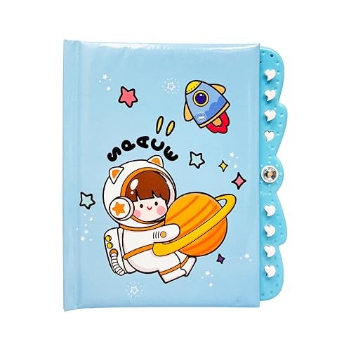 PARTEET Space Theme Lock Diary With Password for Boys & Girls|Diary with Button Lock, Notepad, Best Return Gifts for Kids - Image 1