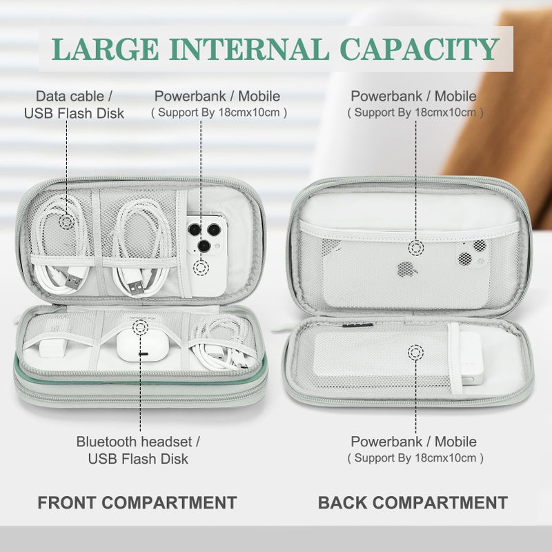 FYY Electronic Organizer, Travel Cable Organizer Bag Pouch Electronic Accessories Carry Case Portable Waterproof Double Layers All-in-One Storage Bag for Cable, Cord, Charger, Phone, Pattern Green (M) - Image 3