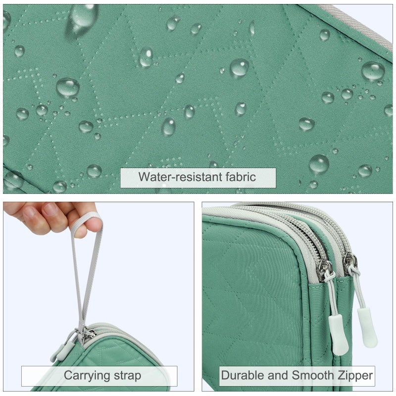 FYY Electronic Organizer, Travel Cable Organizer Bag Pouch Electronic Accessories Carry Case Portable Waterproof Double Layers All-in-One Storage Bag for Cable, Cord, Charger, Phone, Pattern Green (M) - Image 4