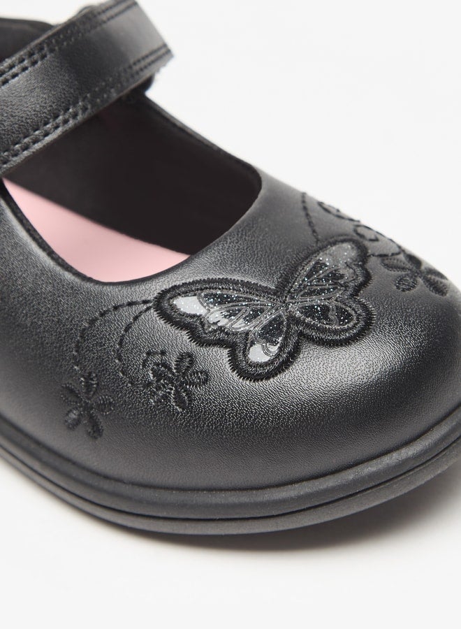 جونيورز حذاء ماري جين بتطريز فراشة وإغلاق بشريط لاصق - Image 5