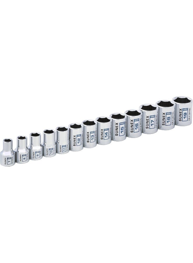 SUNEX 13Piece 3/8" Drive Chrome Socket Rail 6Pt Metric Standard - Image 3