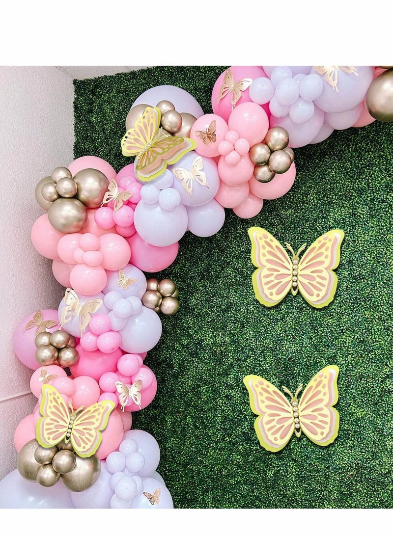 إكسفور 3D erfly Wall Decor 4Pcs 12 Large Gold for Birthday Party Decorations Cake Decorations, Removable Stickers Room Kids Nursery Wedding Decor(Gold) - Image 3