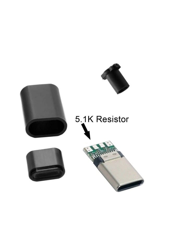 Chenyang محول مقاوم 5.1k من نوع USB-C ذكر OTG مع غلاف أسود DIY 24pin - Image 3