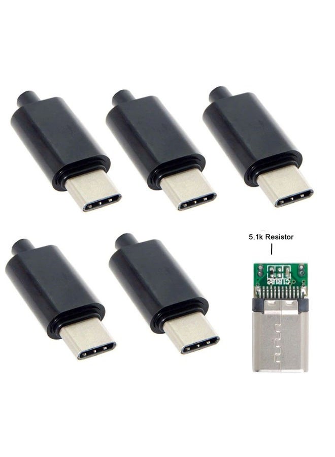 Chenyang محول مقاوم 5.1k من نوع USB-C ذكر OTG مع غلاف أسود DIY 24pin - Image 4