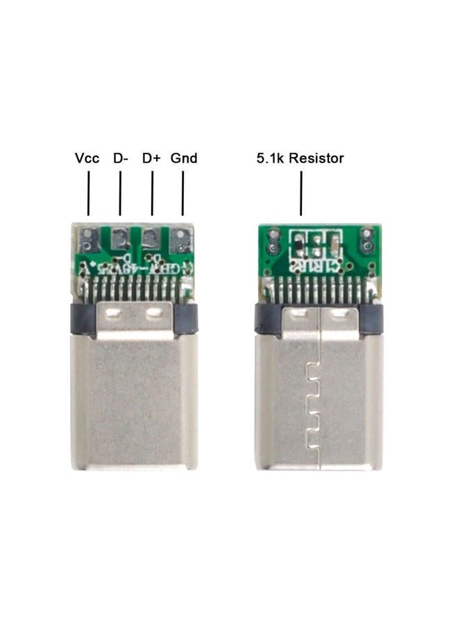 Chenyang محول مقاوم 5.1k من نوع USB-C ذكر OTG مع غلاف أسود DIY 24pin - Image 2