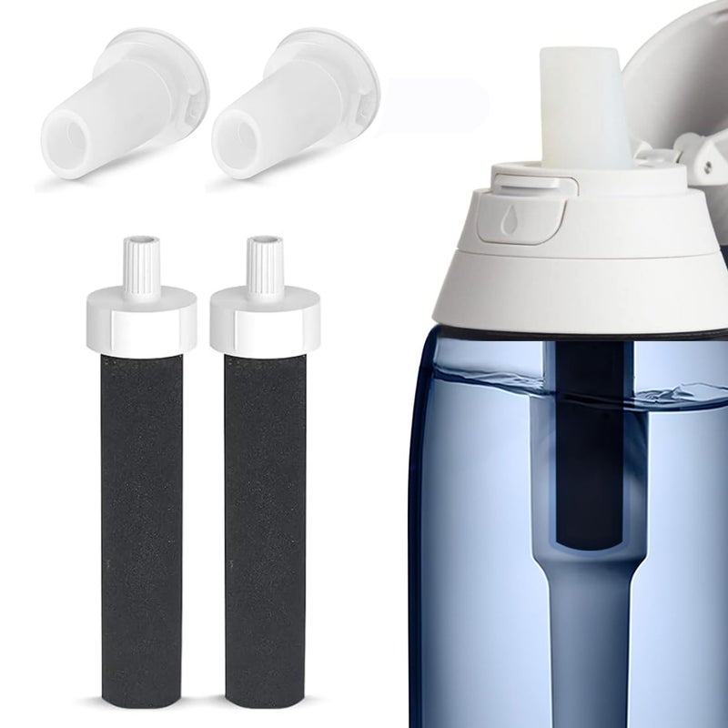 Oxyooh 2-in-1 Replacement Kit Compatible with Brita Filter Water Bottles: 2 Filters & 2 Silicone Mouthpieces - Fits 20oz/32oz Stainless Steel & 26oz/36oz Plastic Bottles - BPA-Free Bite Valves - Image 1